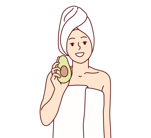 Woman holding avocado  Illustration