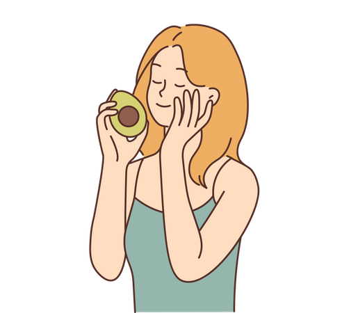 Woman holding avocado  Illustration