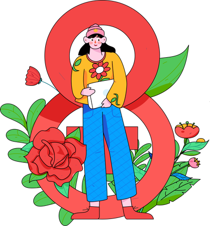 Woman holding bag  Illustration