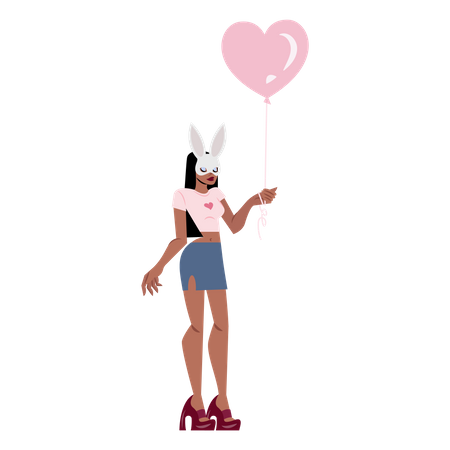 Woman holding balloon  일러스트레이션
