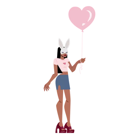Woman holding balloon  Illustration