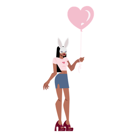 Woman holding balloon  Illustration