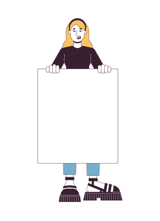 Woman holding banner  Illustration