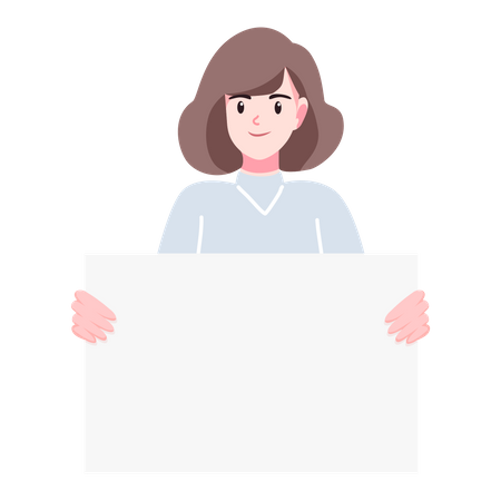 Woman holding blank banner  Illustration