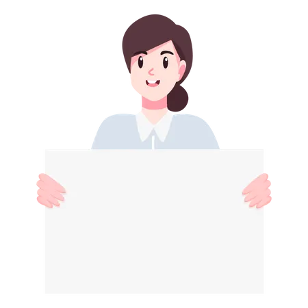 Woman holding blank board  Illustration