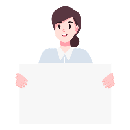 Woman holding blank board  Illustration