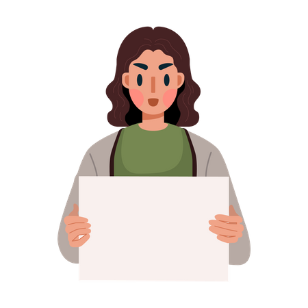 Woman holding blank board  Illustration