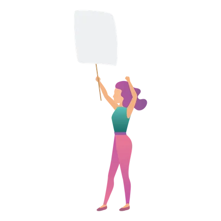 Woman Holding Blank Card  Illustration