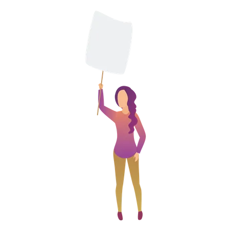 Woman Holding Blank Card  Illustration