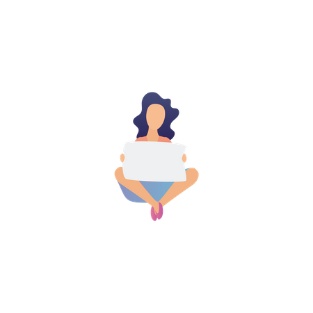 Woman Holding Blank Card  Illustration