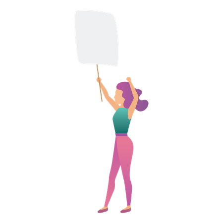 Woman Holding Blank Card  Illustration