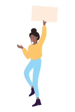 Woman Holding Blank Card  Illustration