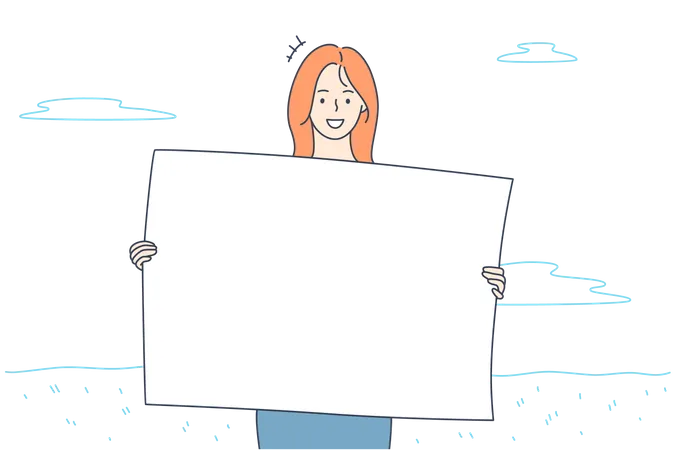 Woman holding blank placard  Illustration