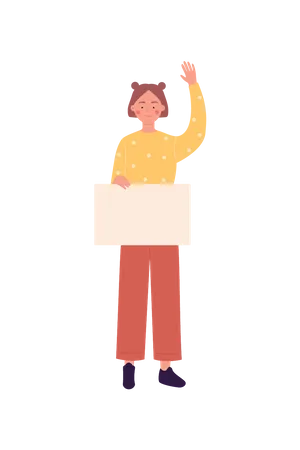 Woman Holding Blank Placard  Illustration