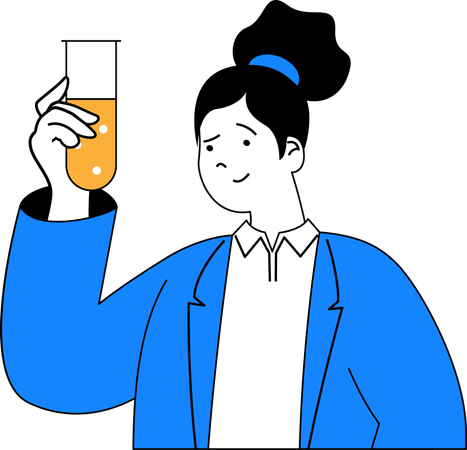 Woman holding blood sample test tube  Illustration