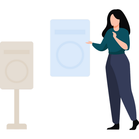 Woman holding board  Illustration