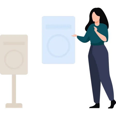 Woman holding board  Illustration