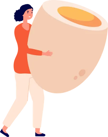 Woman holding boiled egg  Illustration