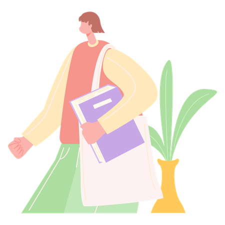 Woman Holding Book  Illustration