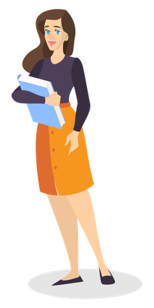 Woman holding book in hands  Illustration