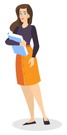 Woman holding book in hands  Illustration