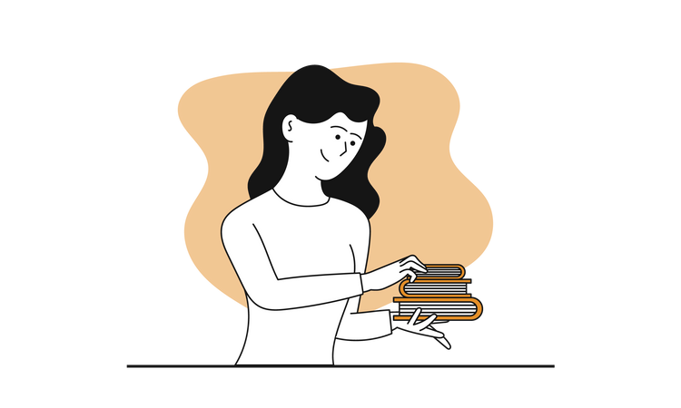 Woman holding books  Illustration