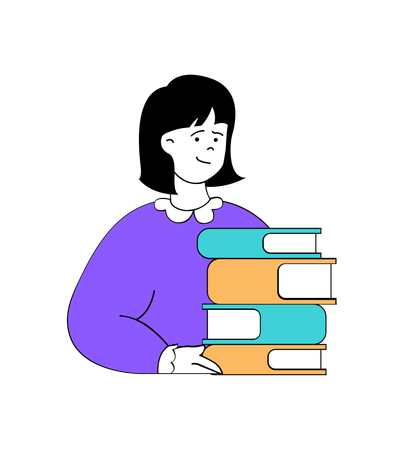 Woman holding books  Illustration