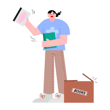 Woman holding books  Illustration