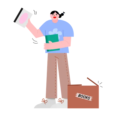 Woman holding books  Illustration