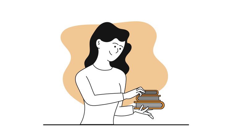 Woman holding books  Illustration