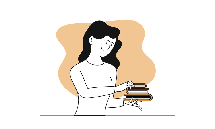 Woman holding books  Illustration