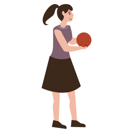 Woman holding bowling ball  Illustration
