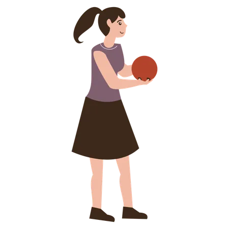 Woman holding bowling ball  Illustration