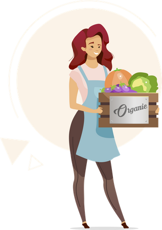 Woman holding box of organic vegetables Illustration