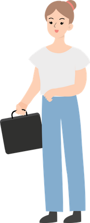 Woman Holding Briefcase Illustration