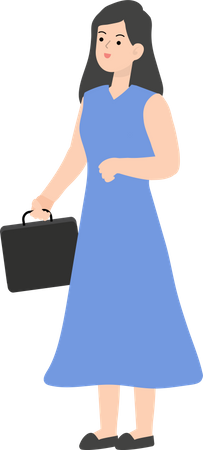 Woman Holding Briefcase  Illustration