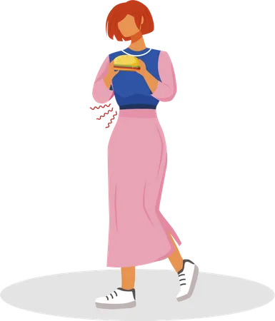 Woman holding burger  Illustration