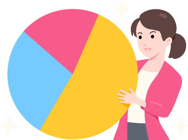 22 Female Entrepreneur Holding Pie Chart Partner Business Flat Illustration