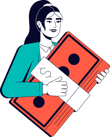 Woman holding cash Money  Illustration