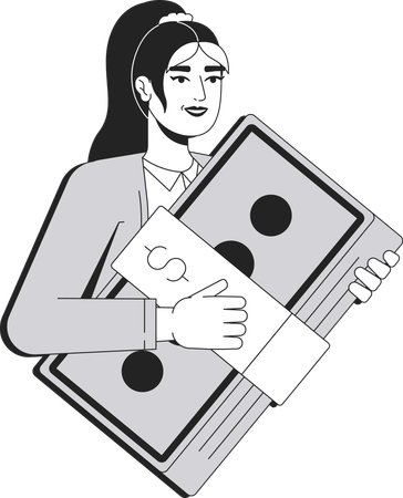 Woman holding cash Money  Illustration