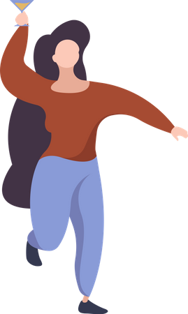 Woman holding champagne glass  Illustration