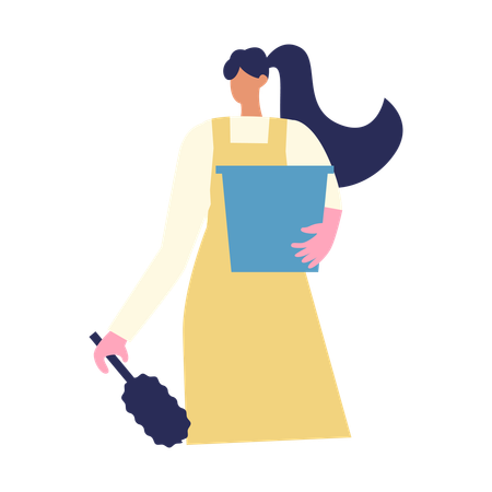 Woman holding Cleaning Supplies  Illustration