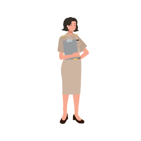 Woman holding clipboard  Illustration