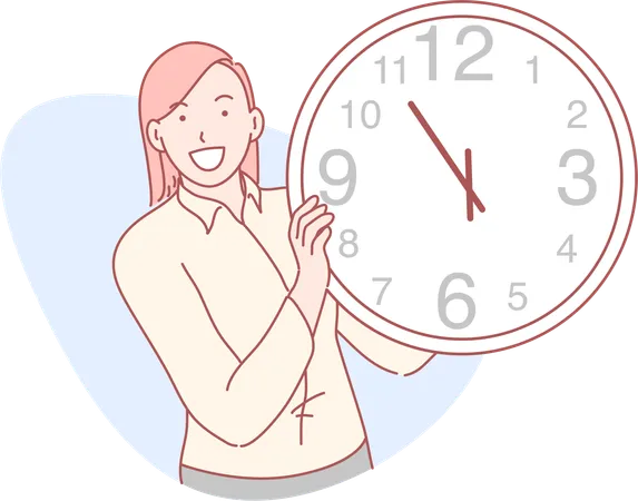 Woman holding clock  Illustration