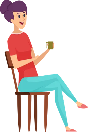 Woman Holding Coffee Illustration
