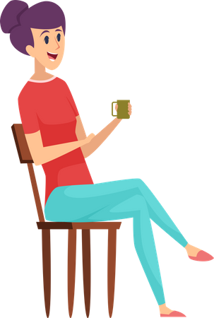 Woman Holding Coffee  Illustration