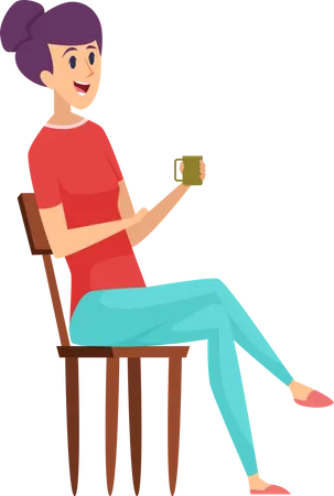 Woman Holding Coffee  Illustration