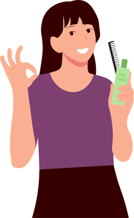 Woman Holding comb and cream  Illustration