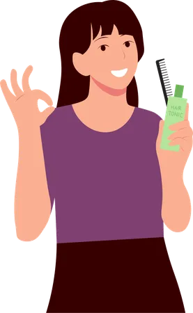 Woman Holding comb and cream  Illustration