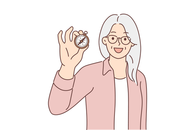 Woman holding Compass  Illustration